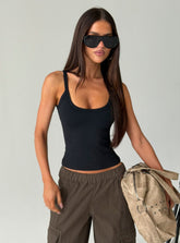 Kasper Cinched Tank Top Black