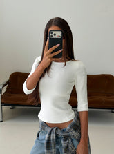 Elaia 3/4 Sleeve Top White
