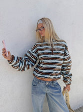 Quinee Polar Fleece Sweatshirt Brown / Blue Multi