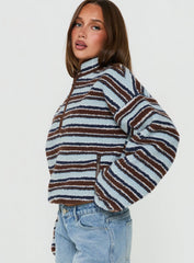 Quinee Polar Fleece Sweatshirt Brown / Blue Multi