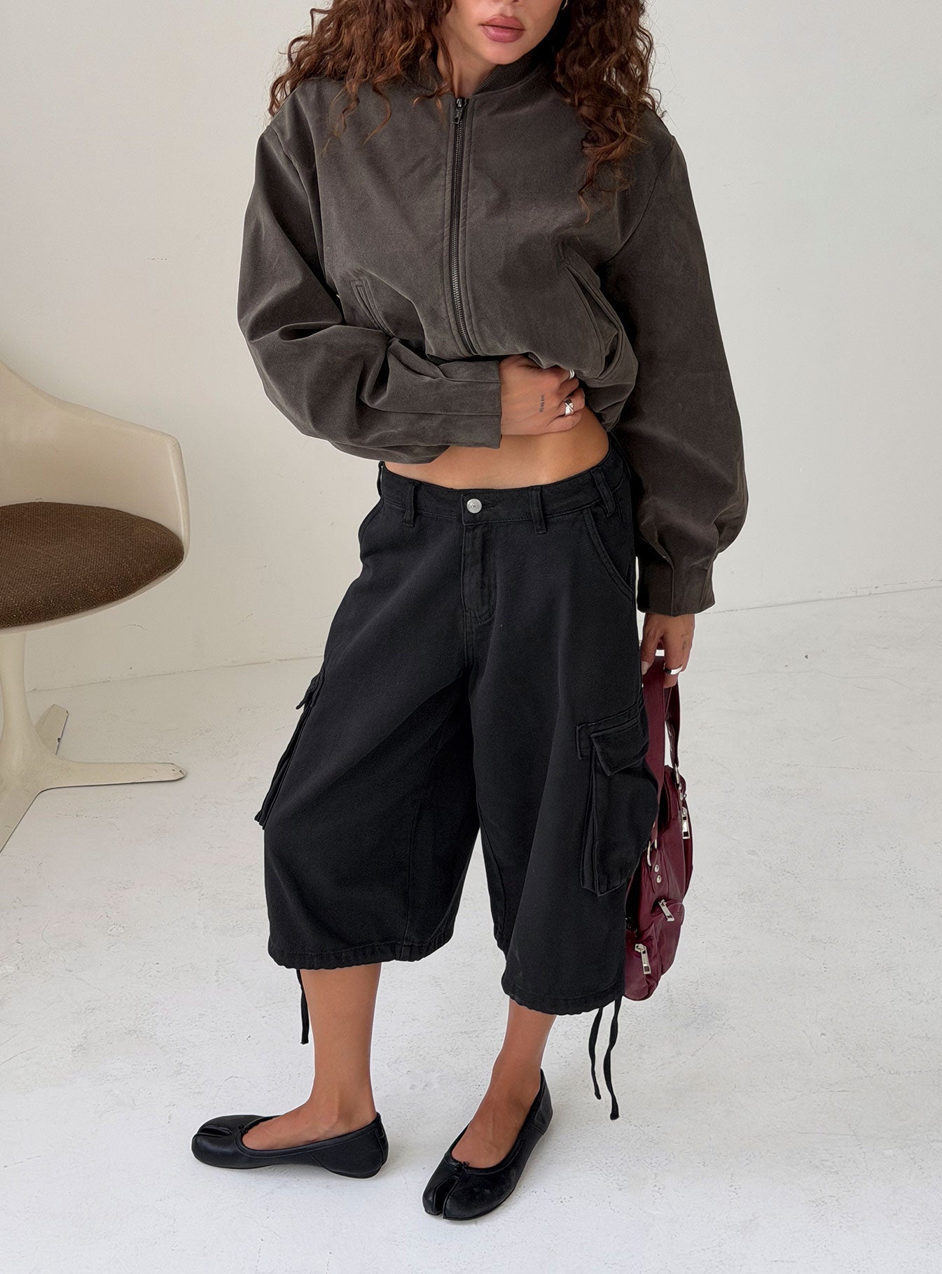 Hudsen Longline Cargo Shorts Washed Black