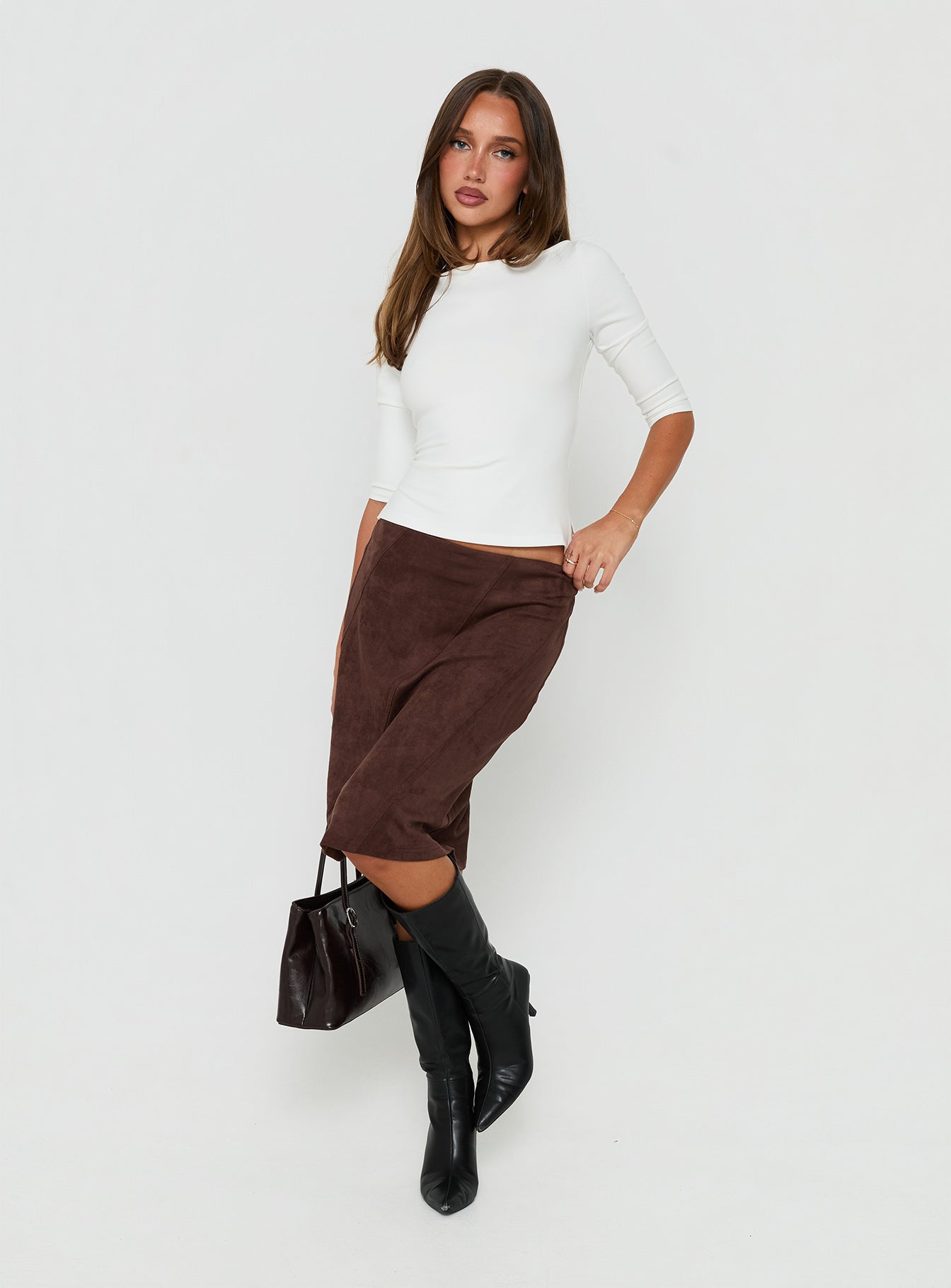 Daily Define Boatneck 3/4 Sleeve Top White