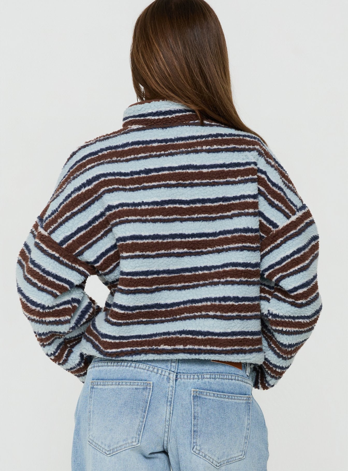 Quinee Polar Fleece Sweatshirt Brown / Blue Multi