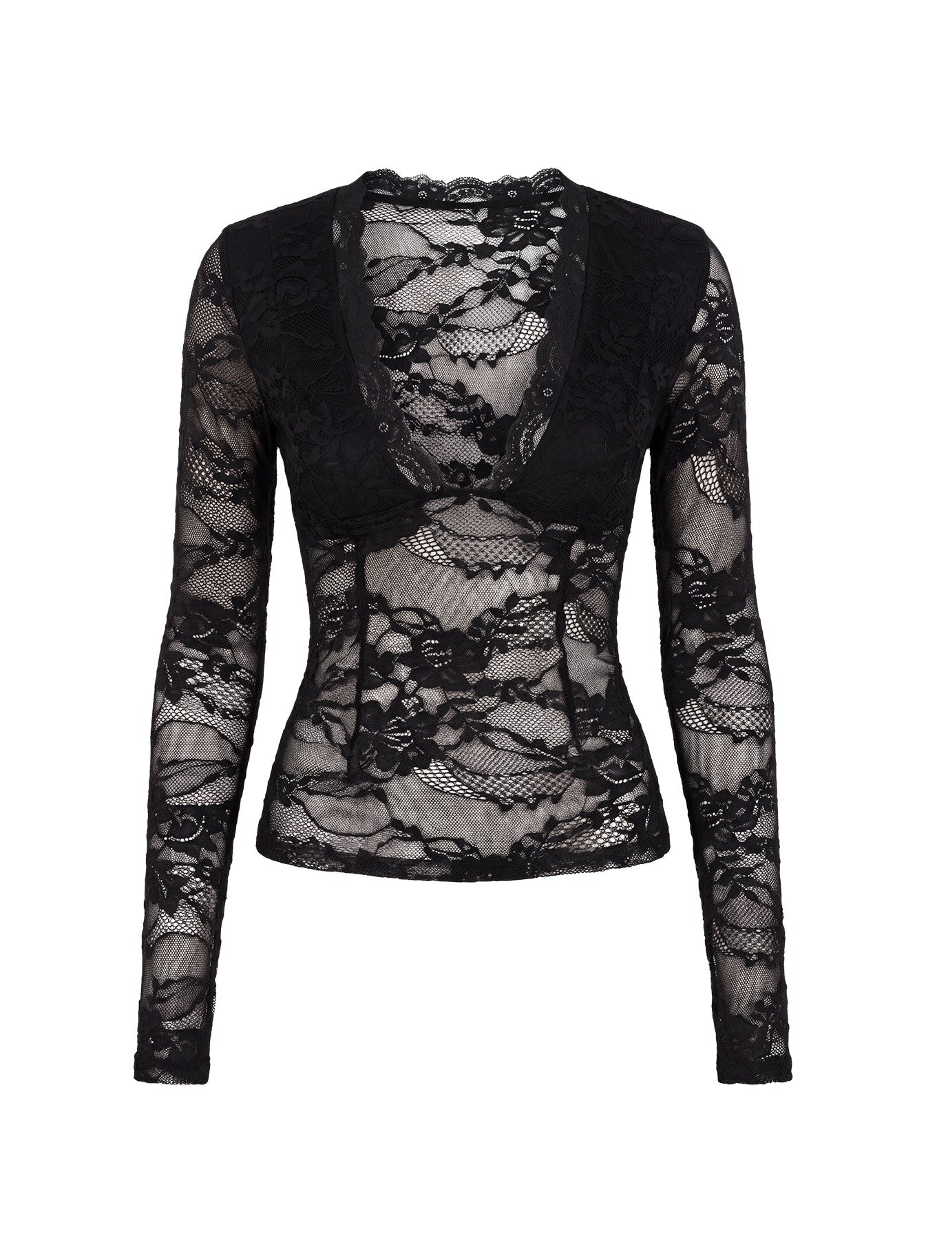 Kecia Long Sleeve Lace Top Black